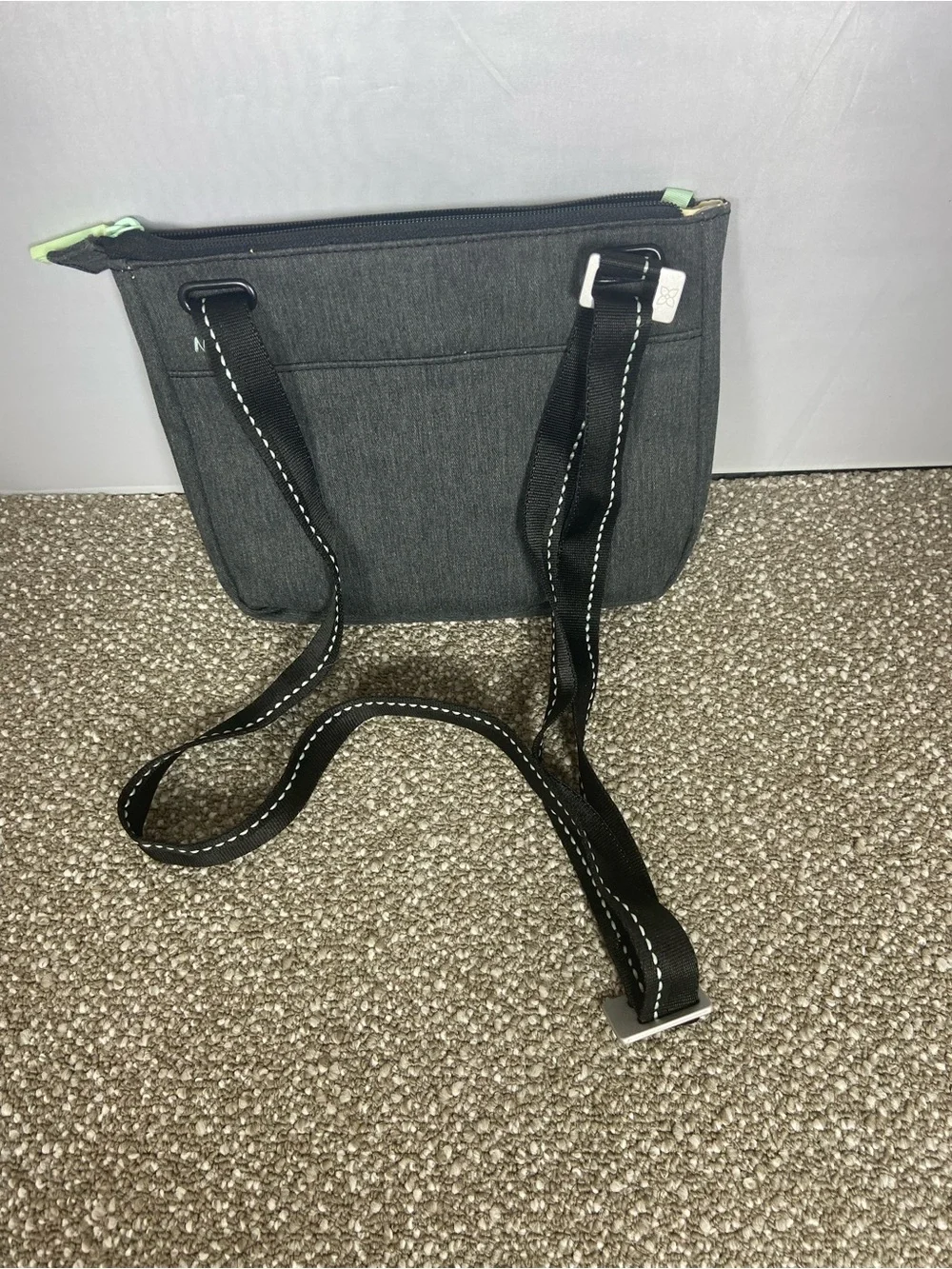 Sherpani Black Crossbody with Mint Trim.Pre-Owned Little small stain,Like New.